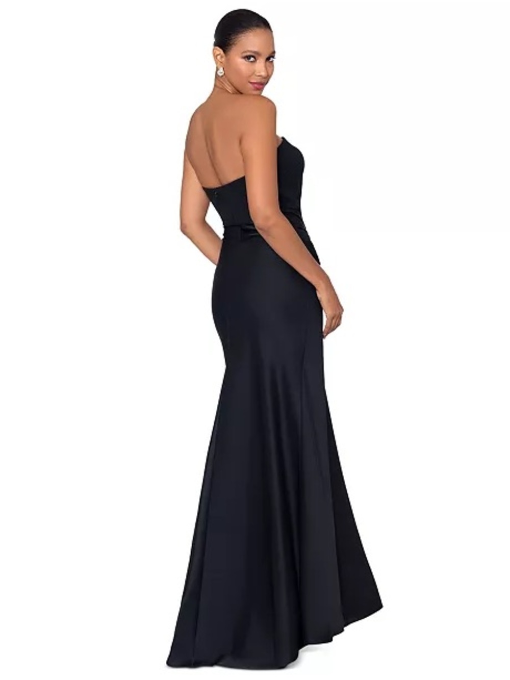 Betsy & Adam Strapless Satin Gown - Picture 2 of 8